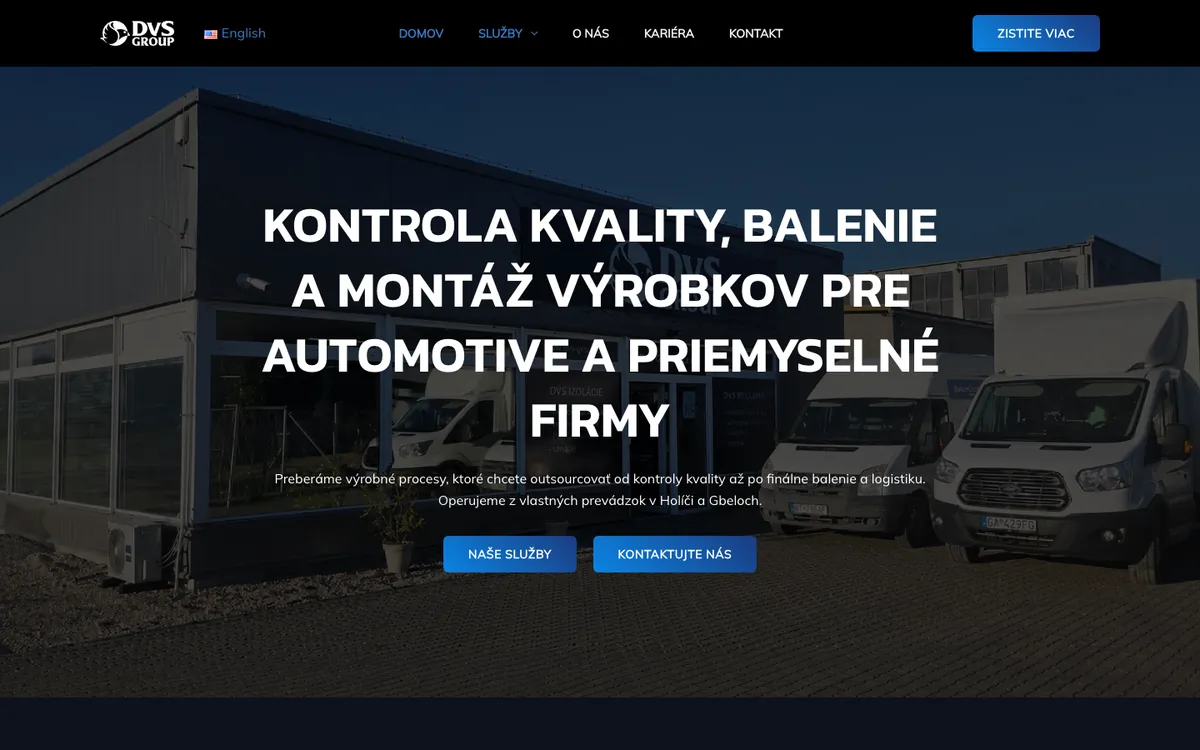 Web DvS Group, outsourcing kontroly kvality a balenia, zobrazenie na počítači