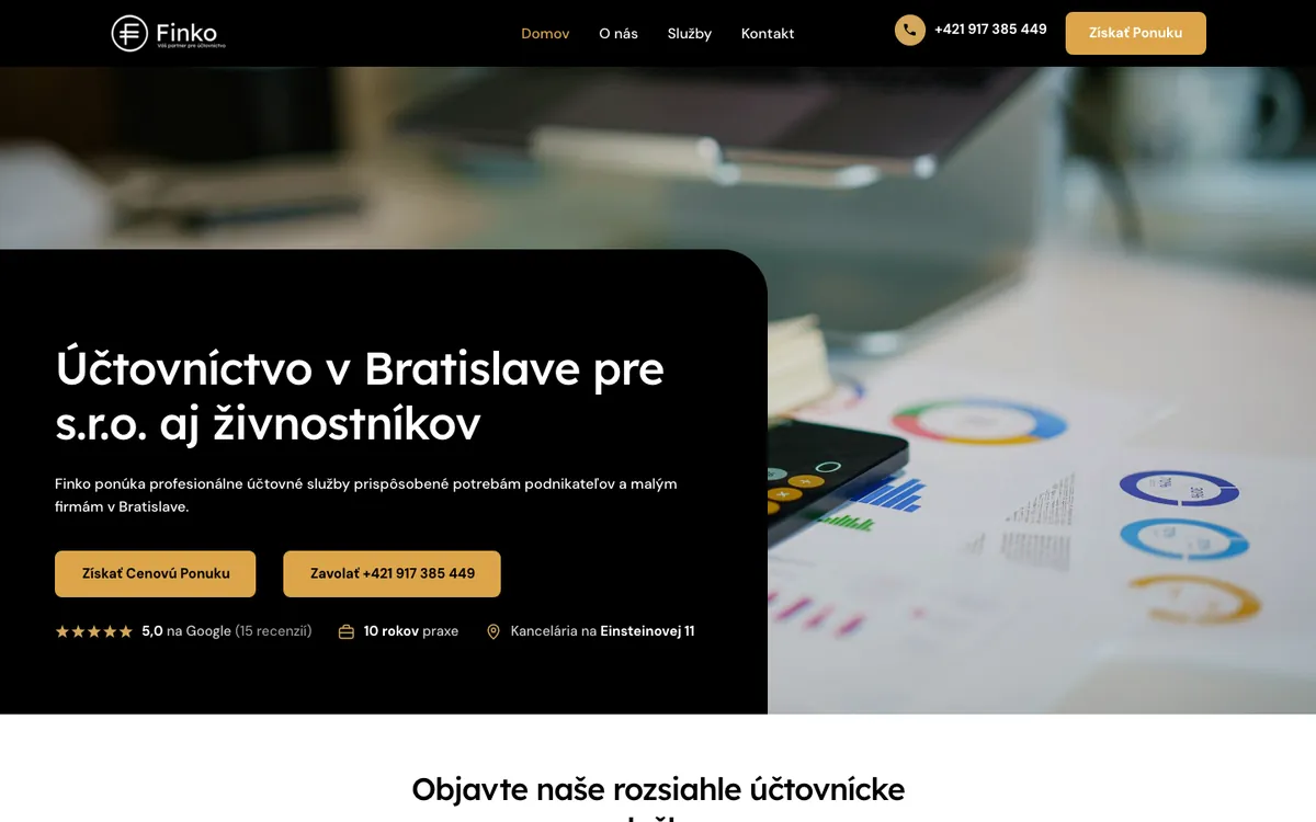 Web Finko, účtovníctvo Bratislava, zobrazenie na počítači