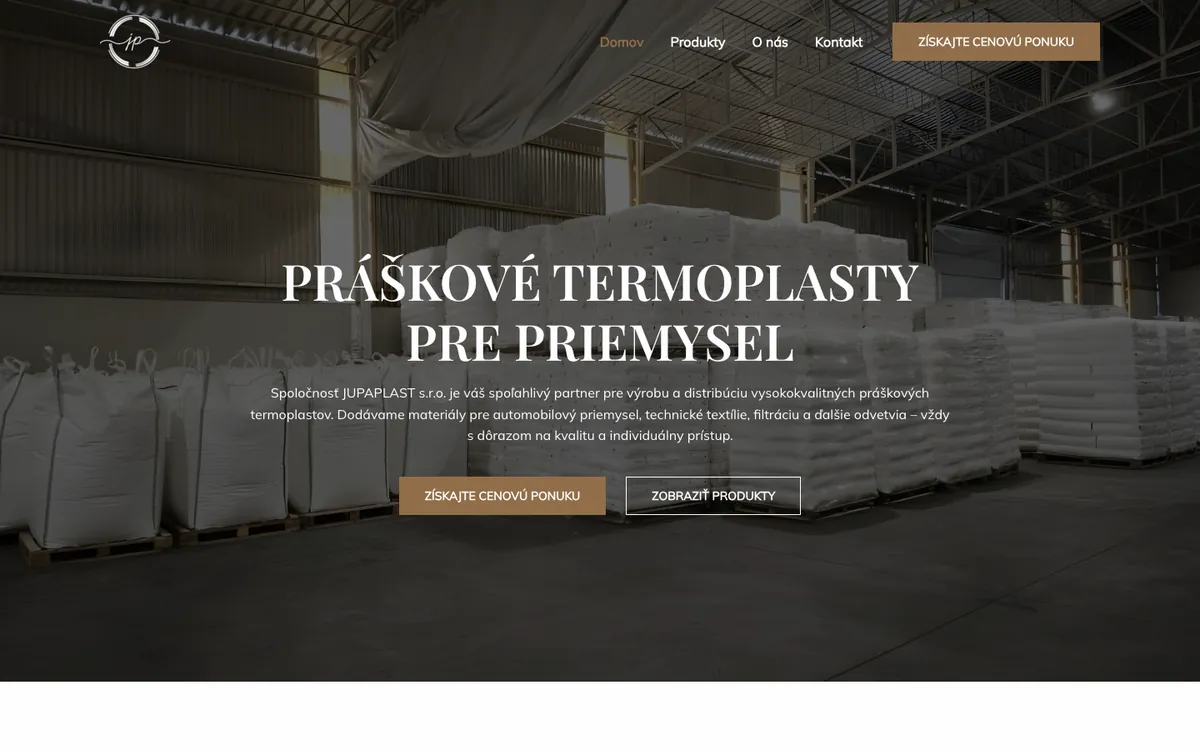 Web JUPAPLAST, práškové termoplasty pre priemysel, zobrazenie na počítači